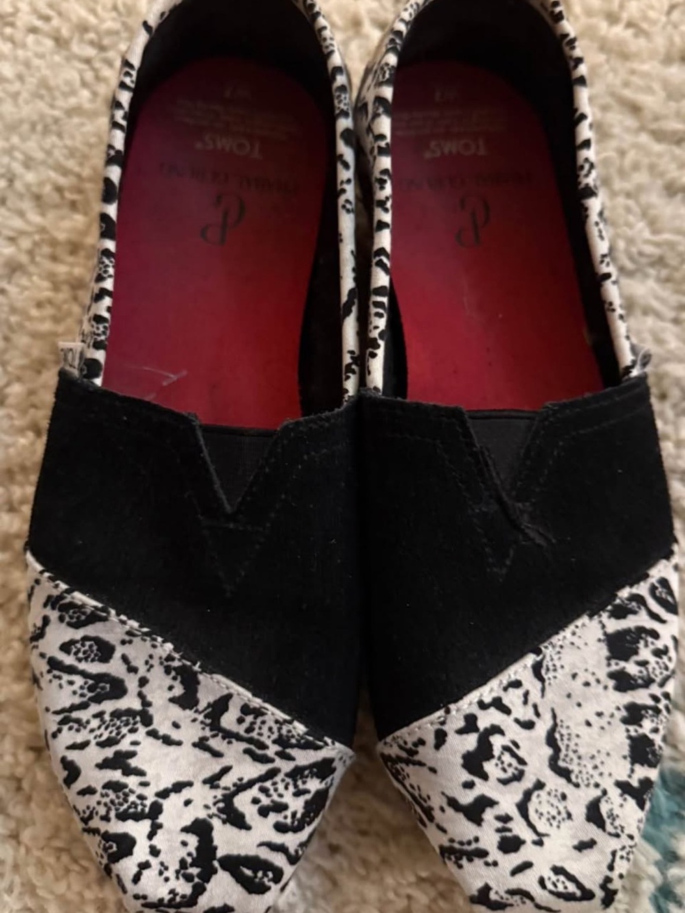 Prabal Gurung for Toms Black & White Patterned Slip-On Flats